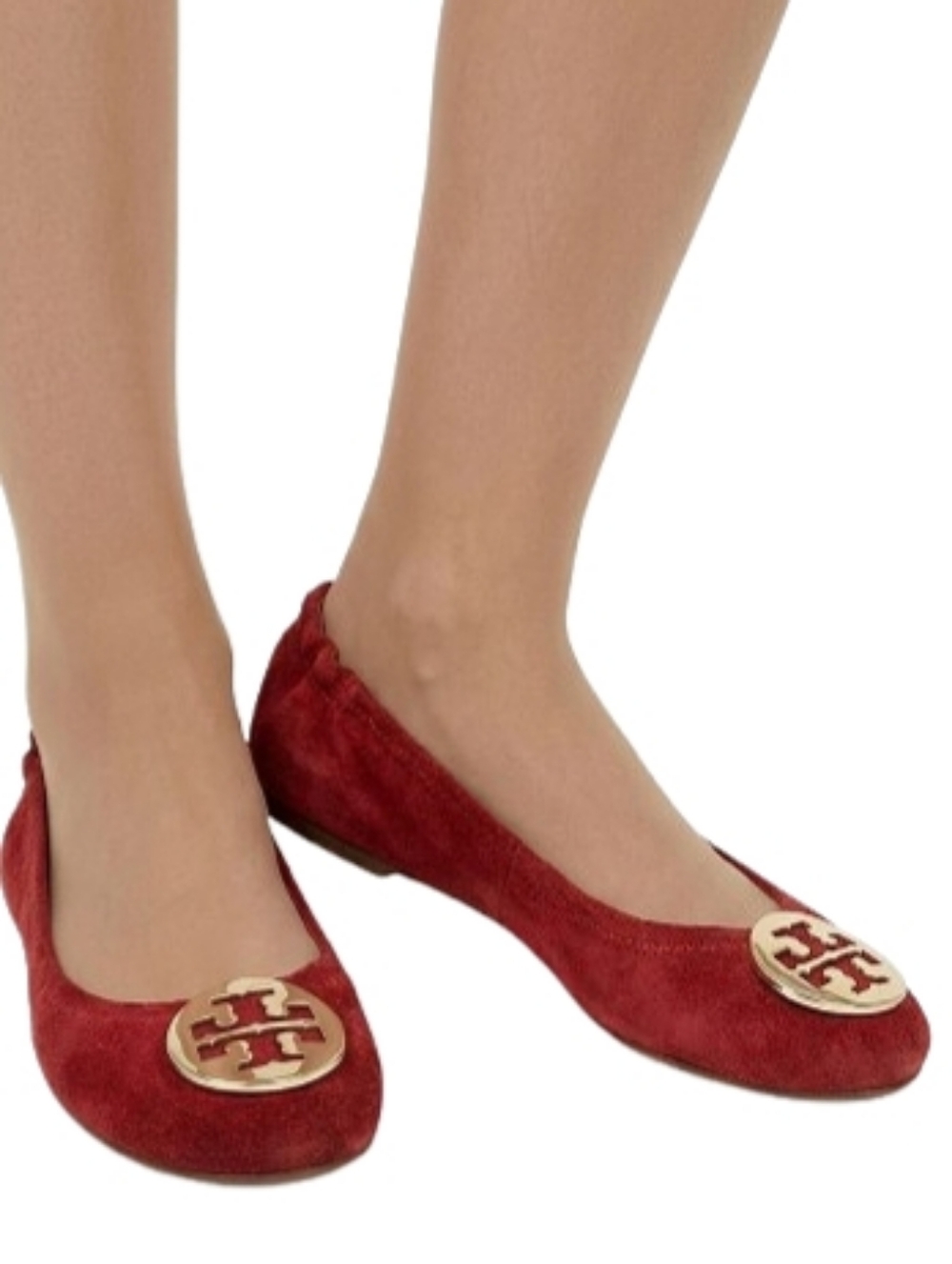 TORY BURCH Reva Suede Logo Ballerina Flats